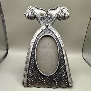 VTG Metal Pewter Look Victorian Dress Shaped Photo Frame by Ganz Perfect 6 1/2”